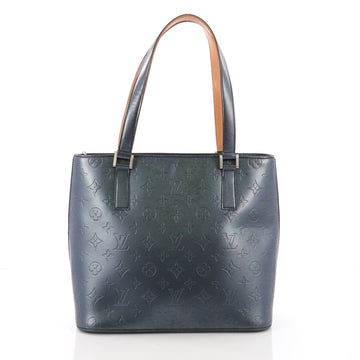 Louis Vuitton Mat Stockton Handbag Monogram Vernis Blue 3708501