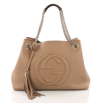 Gucci Soho Chain Strap Shoulder Bag Leather Medium Neutral 370871
