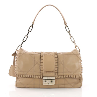 Christian Dior New Lock Ruffle Flap Bag Cannage Quilt Neutral 370901