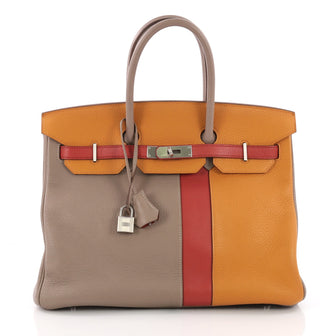Hermes Birkin Handbag Tricolor Clemence and Swift with 371001