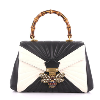 Gucci Queen Margaret Top Handle Bag Multicolor Quilted Leather Medium Black 371042