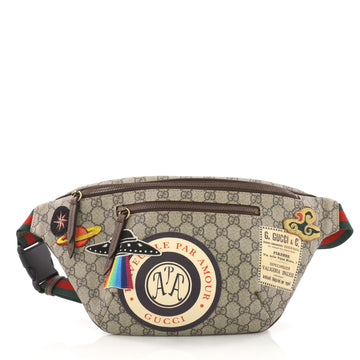 Gucci Courrier Zip Belt Bag GG Coated Canvas with Applique Neutral 371043