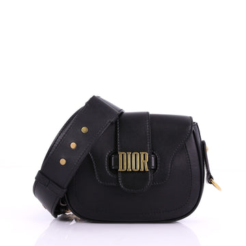 Christian Dior D-Fence Saddle Bag Leather Small Black 371044