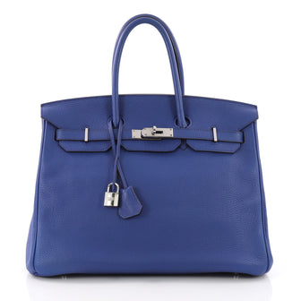 Hermes Birkin Handbag Blue Togo with Palladium Hardware 371121