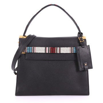 Valentino My Rockstud Satchel Leather with Beaded Detail Black 371132