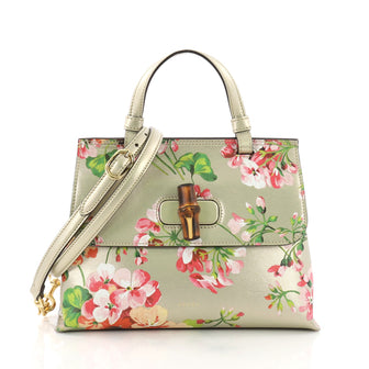 Gucci Bamboo Daily Top Handle Bag Blooms Print Leather 371148