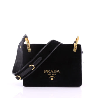 Prada Cahier Shoulder Bag Velvet Small Black 3711720