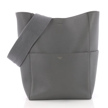Celine Sangle Seau Handbag Goatskin Small Gray 3711721
