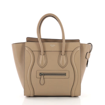 Celine Luggage Handbag Grainy Leather Micro Neutral 3711811