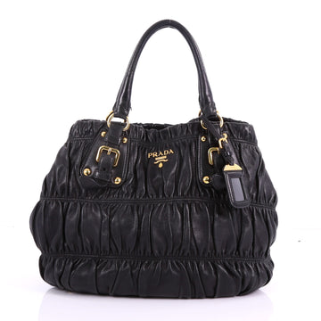 Prada Gaufre Convertible Tote Nappa Leather Medium Black 3711825