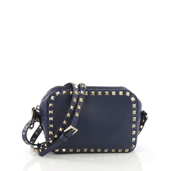 Valentino Rockstud Camera Crossbody Bag Leather Blue 3711826