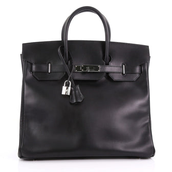 Hermes Birkin HAC Handbag Black Chamonix with Ruthenium 371202