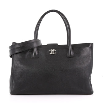 Chanel Cerf Executive Tote Leather Medium Black 371241