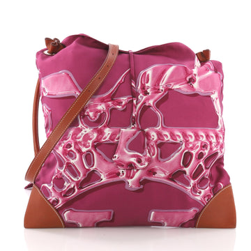  Hermes Silky City Handbag Printed Silk and Leather PM 371251
