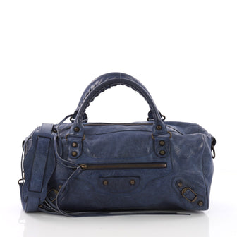 Balenciaga Twiggy Classic Studs Handbag Leather Maxi Blue 371272