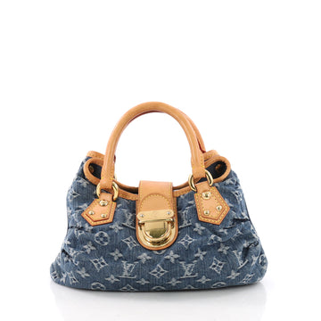 Louis Vuitton Pleaty Handbag Denim Small Blue 371273