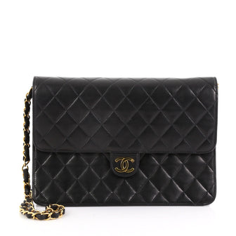 Chanel Vintage Flap Bag Quilted Lambskin Medium Black 371331