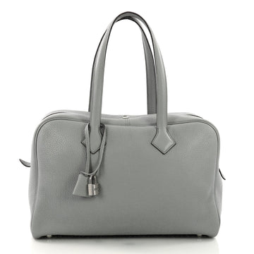 Hermes Victoria II Handbag Clemence 35 Blue 371362