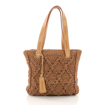 Chanel Vintage Open Tote Woven Leather Small Brown 371401