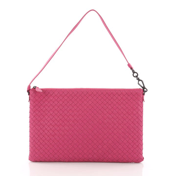 Bottega Veneta Zip Flat Shoulder Bag Intrecciato Nappa Small Purple 371432
