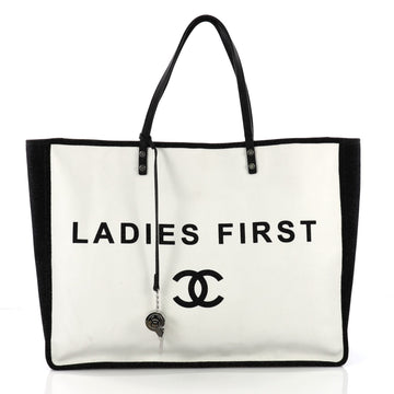 Chanel Let's Demonstrate Tote Canvas Large White 3715101