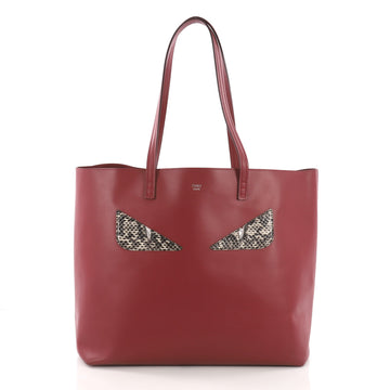 Fendi Monster Roll Tote Leather with Snakeskin Large Red 371537