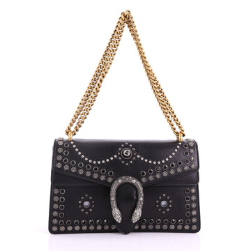 Gucci Dionysus Handbag Studded Leather Small Black 371552