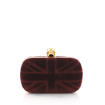 Alexander McQueen Britannia Skull Box Clutch Velvet Small 371712