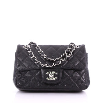 Chanel Classic Single Flap Bag Quilted Caviar Mini Black 371891