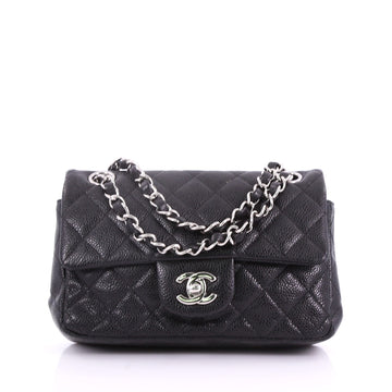 Chanel Classic Single Flap Bag Quilted Caviar Mini Black 371891