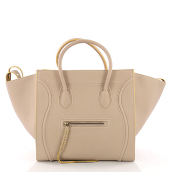 Celine Phantom Handbag Grainy Leather Medium Neutral 371975
