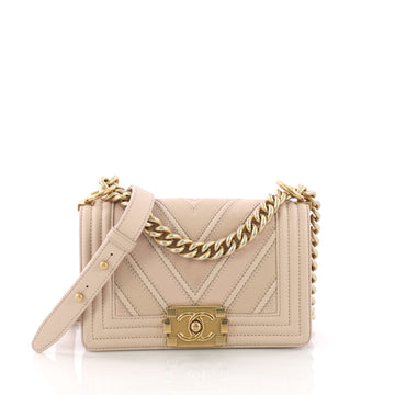 Chanel Boy Flap Bag Chevron Caviar and Calfskin Small