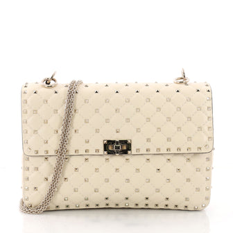 Valentino Rockstud Spike Flap Bag Quilted Leather Large 372222