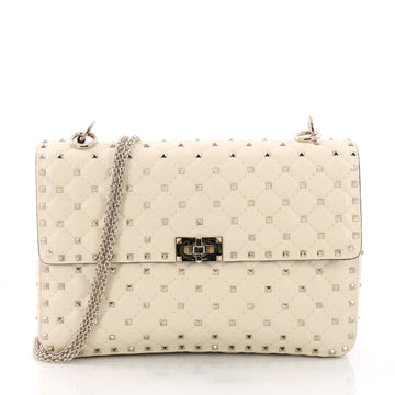 Valentino Rockstud Spike Flap Bag Quilted Leather Large 372222