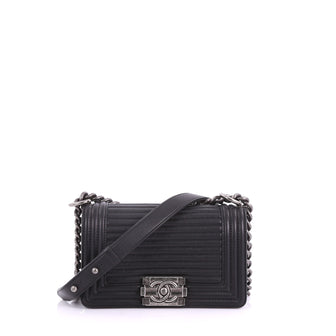 Chanel Boy Flap Bag Horizontal Quilted Leather Small Black 372271