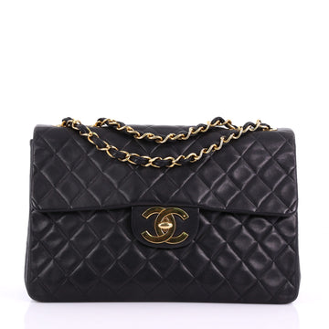 Chanel Vintage Classic Single Flap Bag Quilted Lambskin Maxi