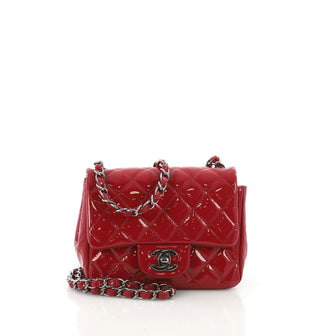 Chanel Square Classic Single Flap Bag Quilted Patent Mini Red 3724515