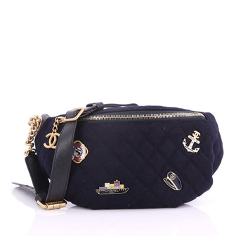 Chanel Paris-Hamburg Charms Waist Bag Quilted Wool and Lambskin Blue 372461