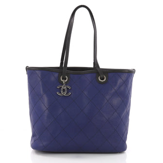 Chanel Fever Tote Quilted Caviar Medium - Designer Handbag Blue 372501