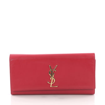 Saint Laurent Classic Monogram Clutch Leather Long Pink 372521