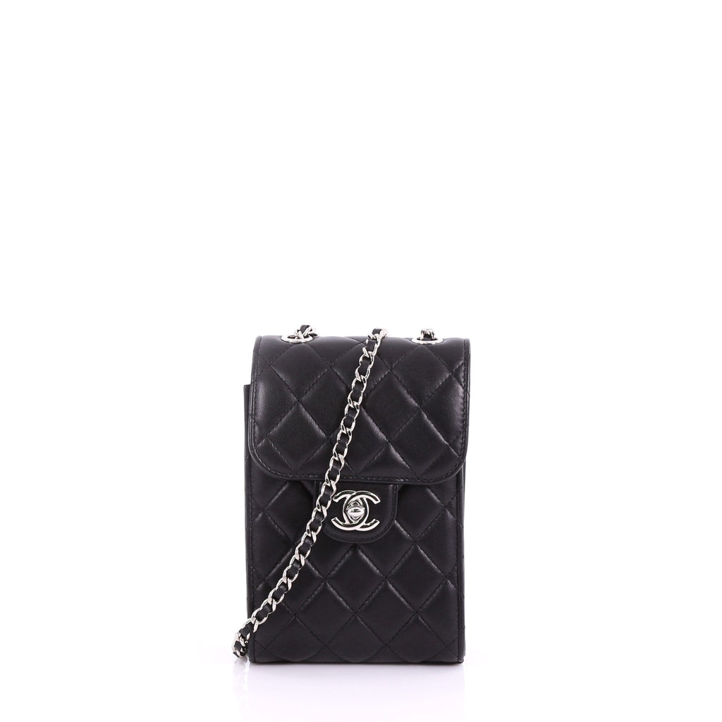 Chanel CC Flap Phone Holder Crossbody Bag Quilted Lambskin 372601