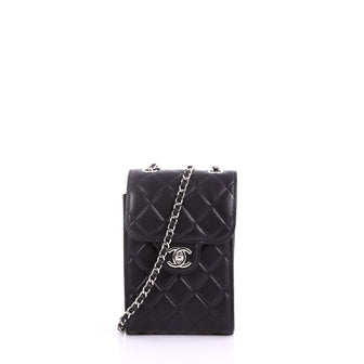 chanel women's pre-loved black lambskin chevron envelope bag