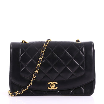 Chanel Model: Vintage Diana Flap Bag Quilted Lambskin Medium Black 37262/1