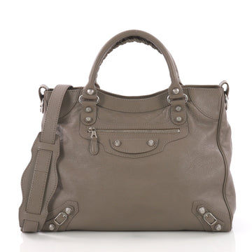 Balenciaga Velo Giant Studs Handbag Leather Gray 372693