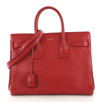 Saint Laurent Sac de Jour Handbag Leather Small Red 373011