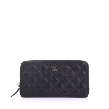 Chanel Zip Around Wallet Quilted Caviar Long