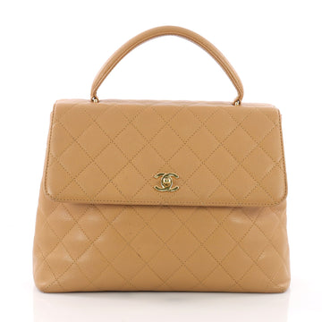 Chanel Vintage Classic Top Handle Flap Bag Quilted Caviar 373121