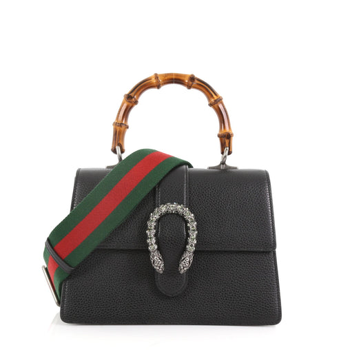 Gucci Dionysus Bamboo Top Handle Bag Leather Medium Black 373141