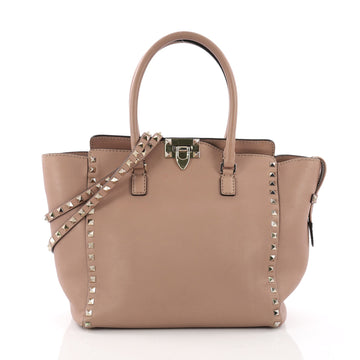 Valentino Rockstud Tote Rigid Leather Medium Neutral 37316103