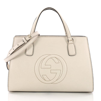 Gucci Soho Convertible Top Handle Satchel Leather Medium White 37316105